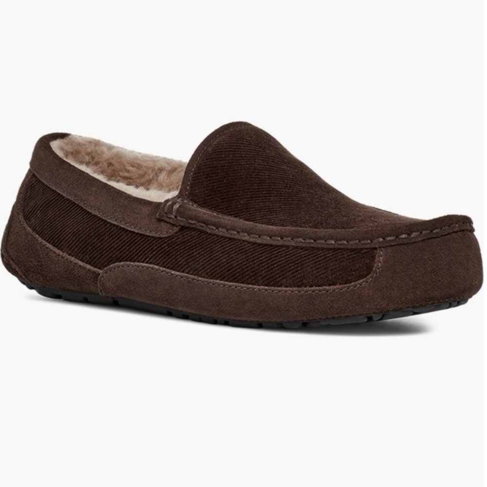 UGG Men's Brown Suede Shearling Lined Slip-On Loafers